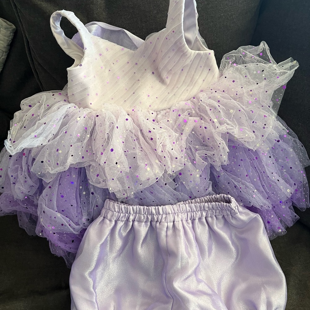 Purple and White Tutu Dress with Shorts